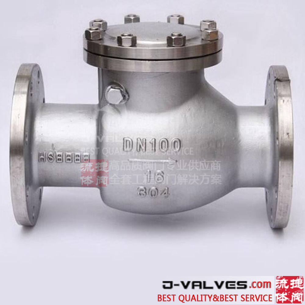 DIN DN100 PN16 Aço inoxidável SS304 Válvula de retenção de balanço do flange